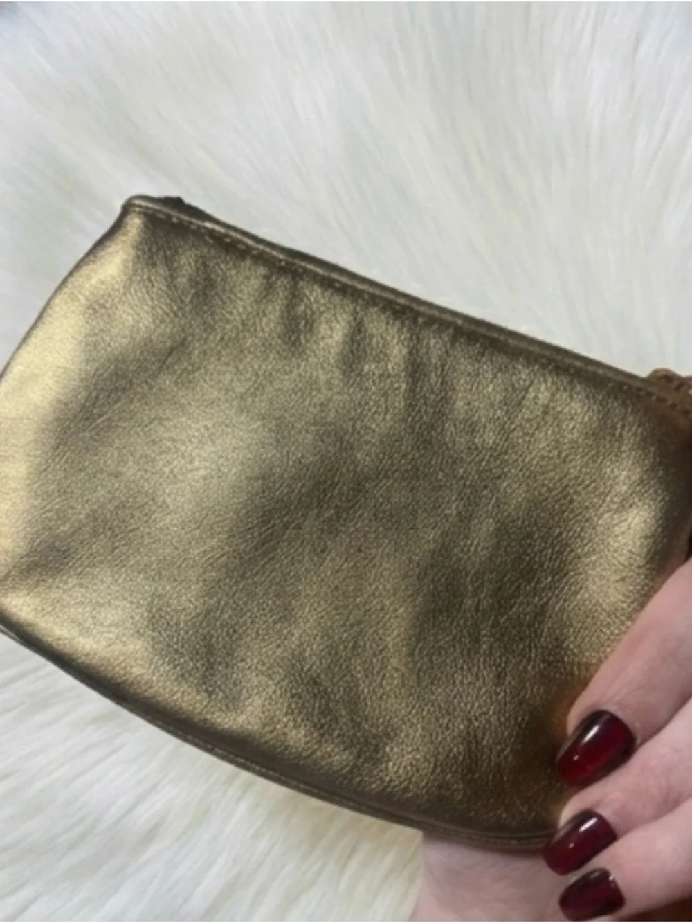 Coach Metallic Gold Leather Wristlet Clutch